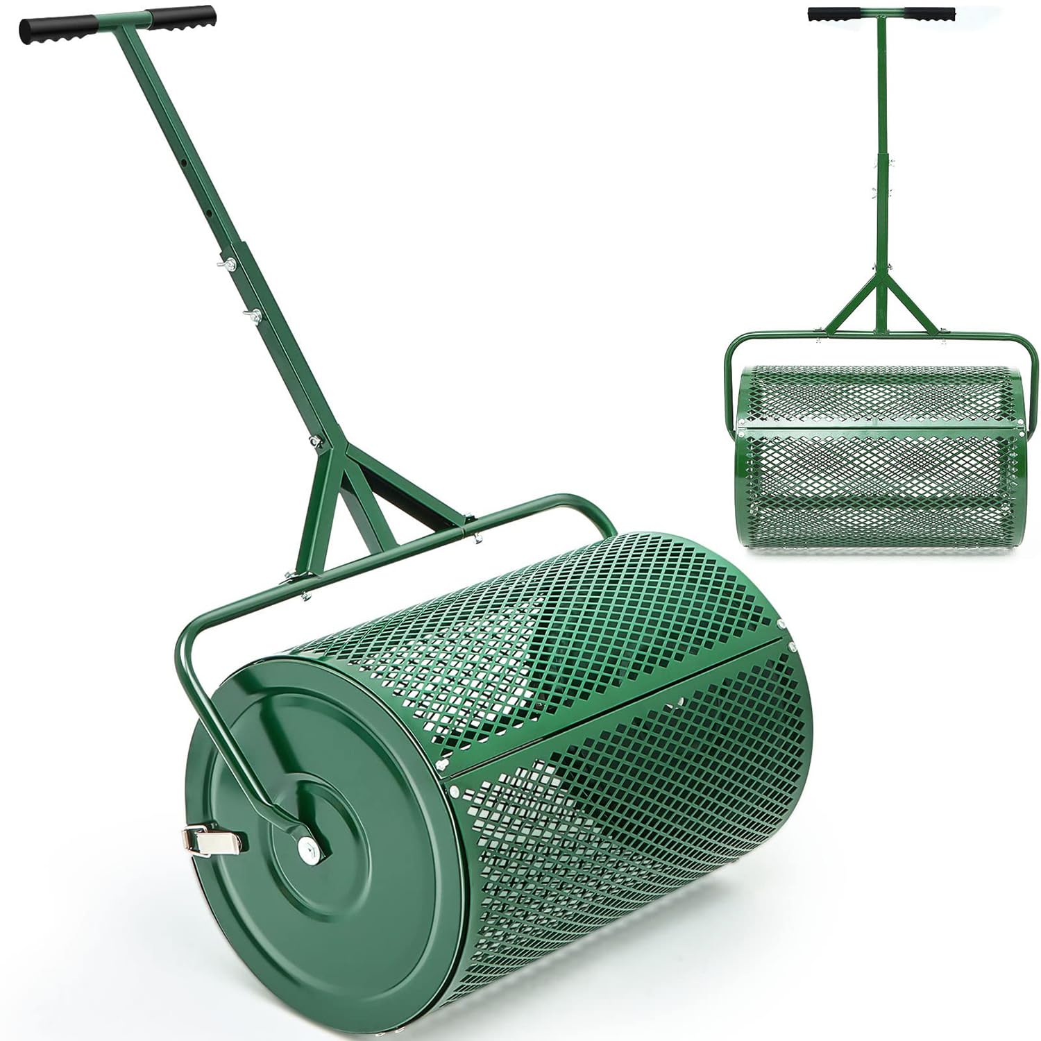 Esparcidor de compost, malla de metal duradera con mango en forma de T, herramienta ligera y eficiente para el cuidado del césped y el jardín, ideal para plantar y sembrar