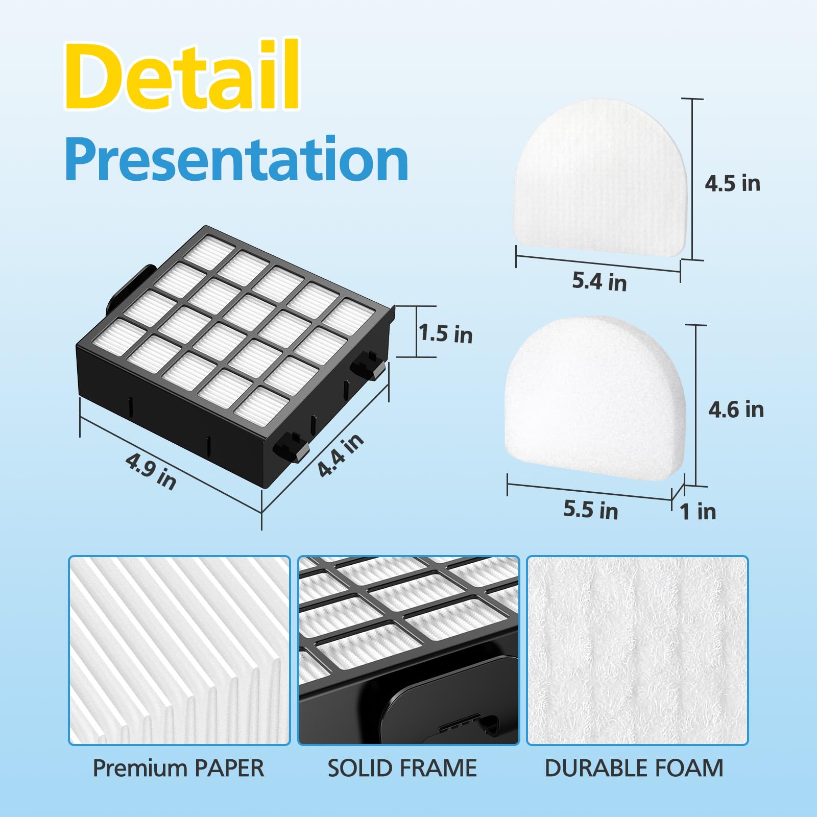 AZ4002 Filtros de repuesto compatibles con Shark POWERDETECT aspiradora vertical AZ4002 AZ4000 AZ4000C AZ4002W, 2 filtros HEPA y 4 filtros de espuma y fieltro