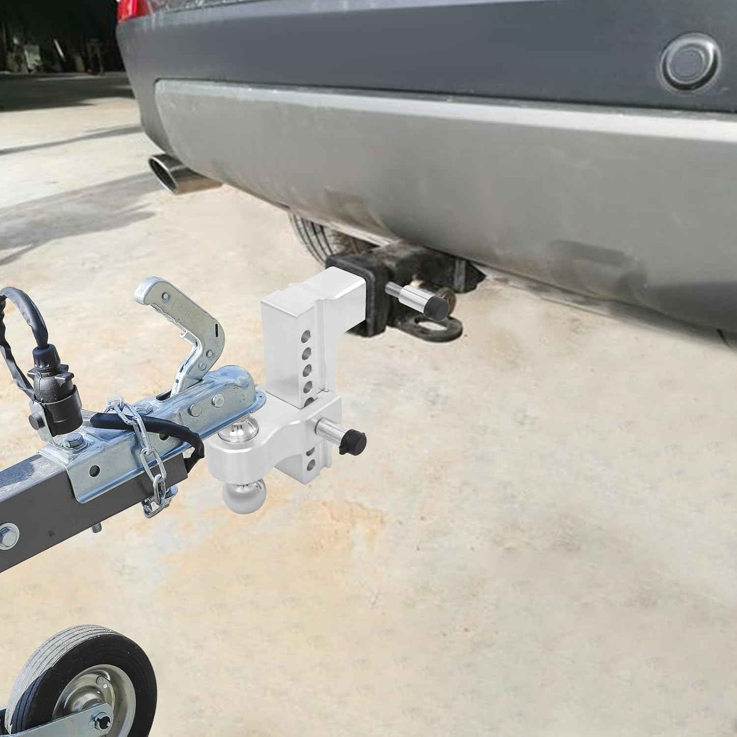 3-Inch Adjustable Trailer Hitch, 8-Inch Drop Rise, 24,500 lbs Gross Towing Capacity, Triple Ball Mount (2", 2-5/16"), w/ 2 Anti-Theft Locks & 3 Keys, for 2.5" Receiver, Heavy-Duty Aluminum