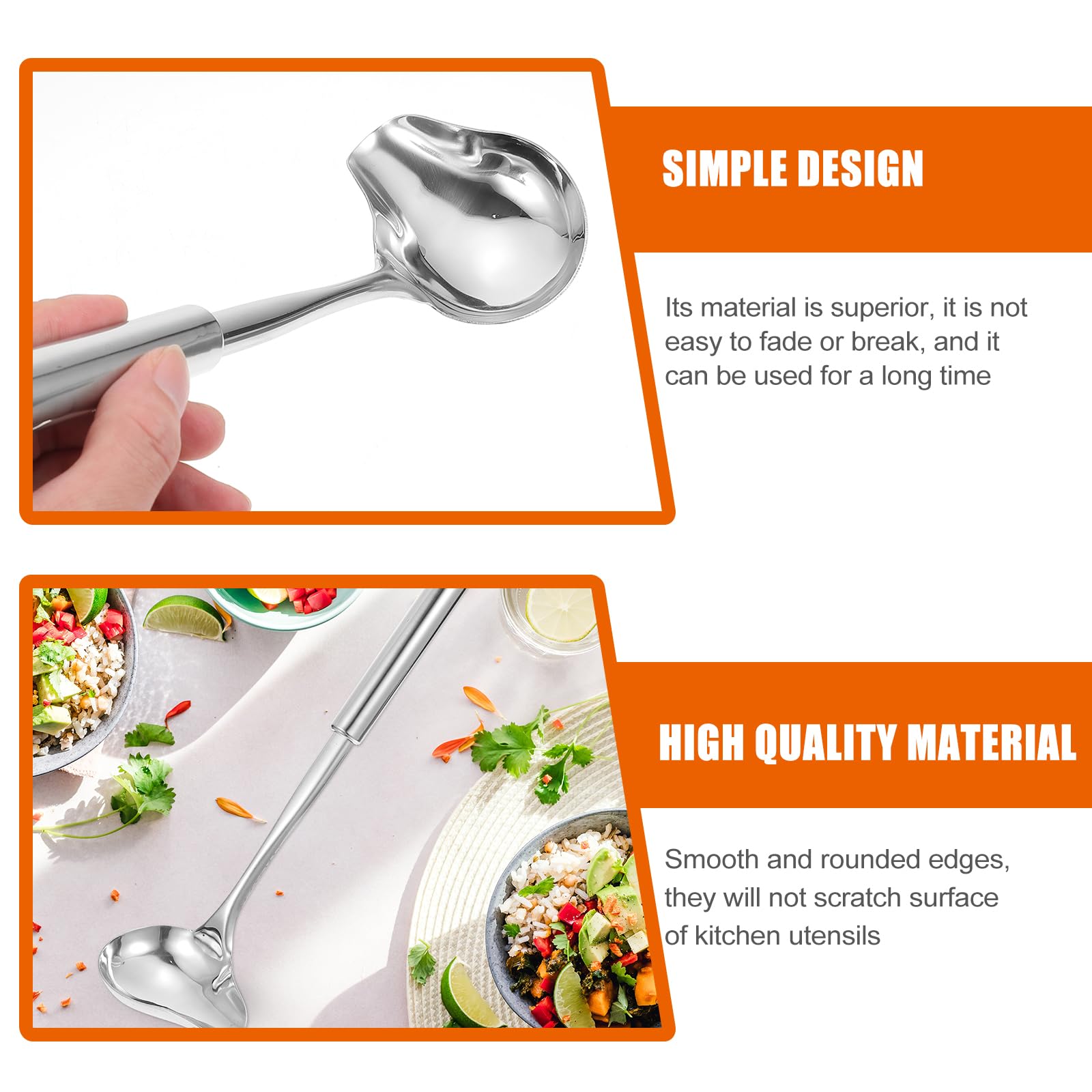 2 Cuillères à Sauce En Acier Inoxydable 20 Cm - Bec Verseur Incliné - Pour Soupes, Sauces, Assaisonnements - Long Manche - Lave-vaisselle Safe Cuillère Versement Précis Sans Renverser