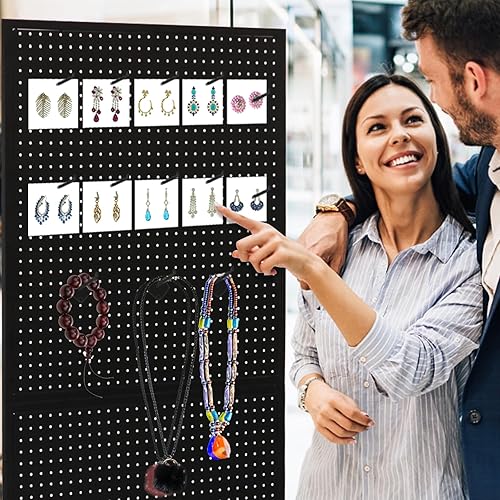 Miniatura 17 de Exhibición de tablero de clavijas de pie de 2 x 5 pies con base en T, soporte de exhibición de tablero de clavijas con ruedas, estante de exhibición