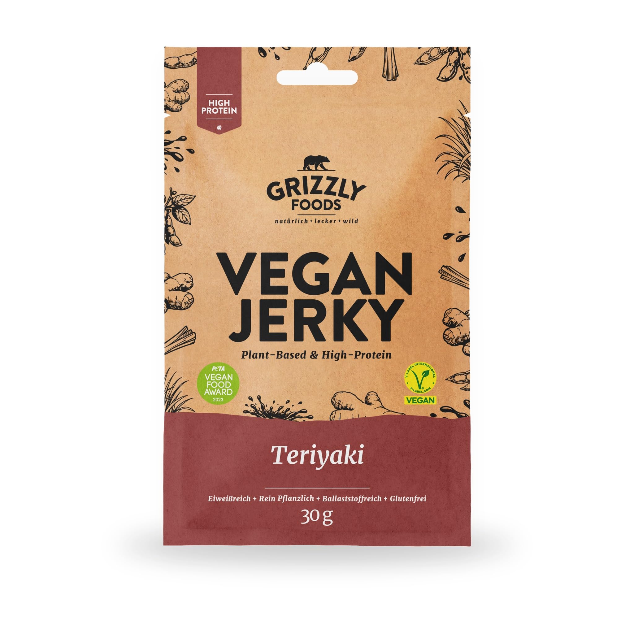 Grizzly Foods Vegan Jerky 3 Sorten Probierset 12 x 30g Pflanzliches Beef Jerky High Protein Snack
