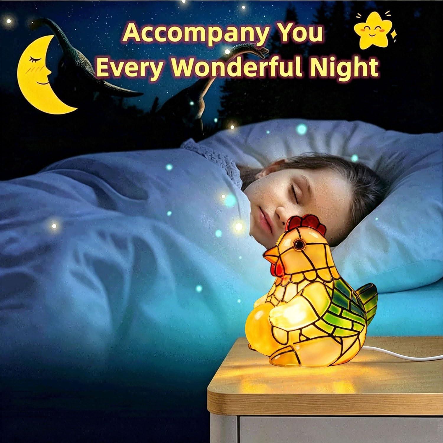 Colorful Resin Chicken Holding Egg Night Light, USB Powered Soft Warm LED Table Lamp, Compact Vintage Decor Lamp for Desk Bedside, Ideal Gift for Birthday Easter Christmas Housewarming image 5