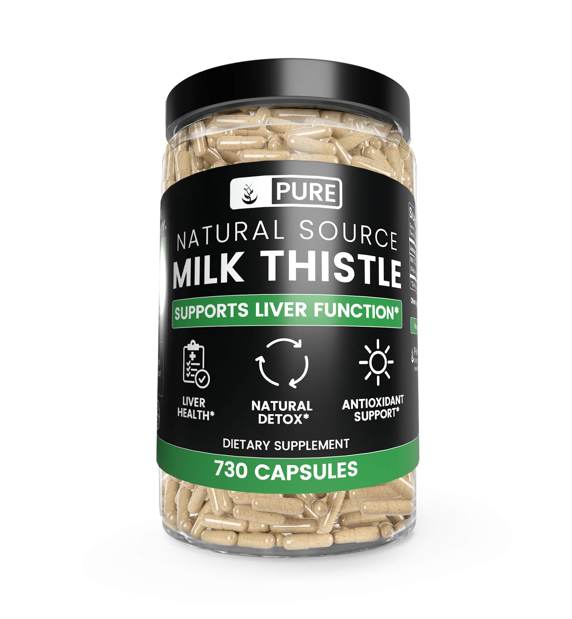 PURE ORIGINAL INGREDIENTSMilk Thistle (730 Capsules) No Magnesium Or Rice Fillers, Always Pure, Lab Verified