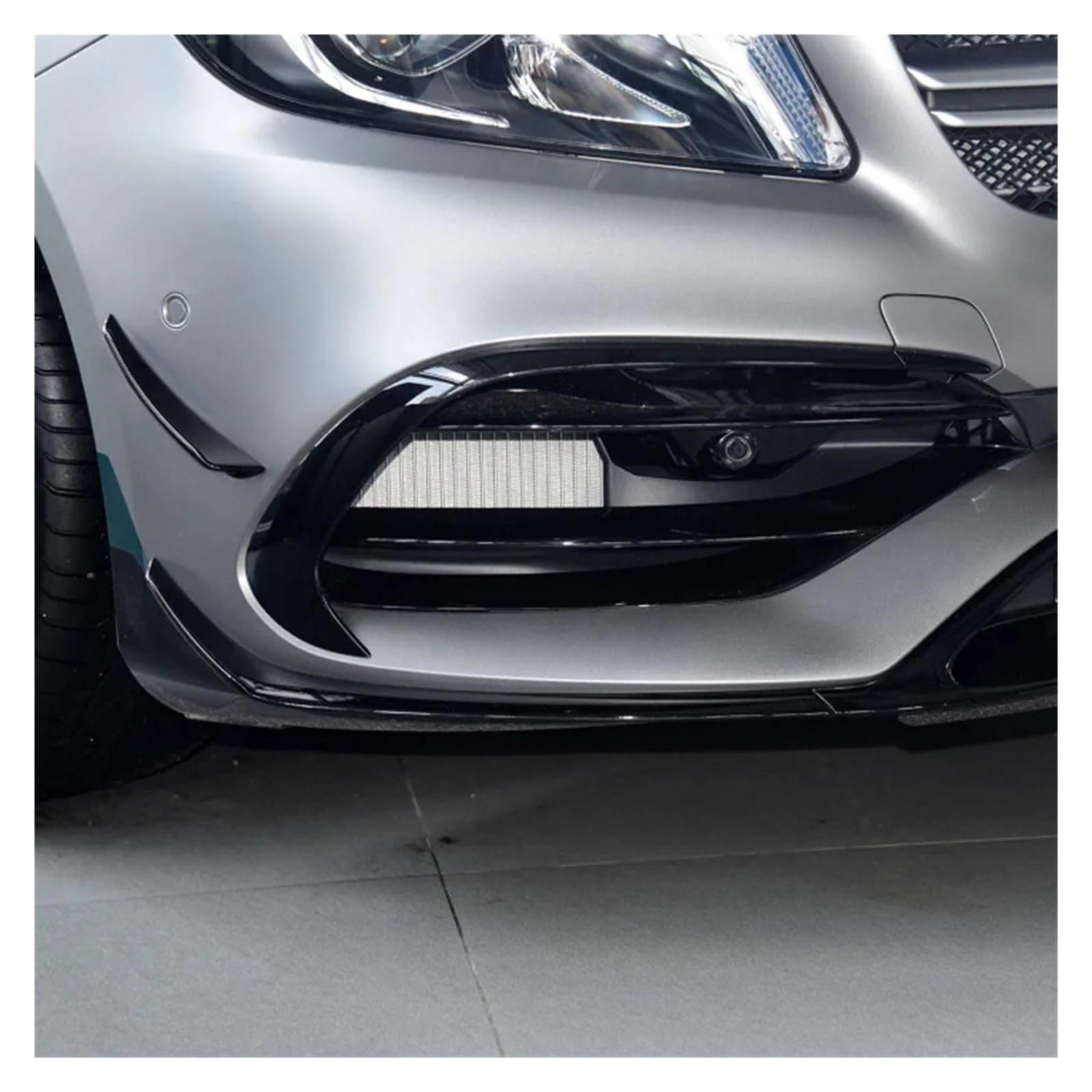 Lyjstore Labio de Parachoques Delantero Compatible para Mercedes Clase A W176 A200 A250 A45 AMG Hatchback Sport 2016-2018 Accesorios divisores alerón Negro Brillante Autos de Piezas