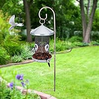 Vista 6 de Comederos de pájaros para pájaros silvestres, comederos de metal grandes de 12.6 pulgadas, comederos para pájaros al aire libre, decoración