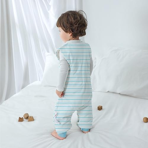 Miniatura 7 de Saco de dormir para bebé con pies 2.5 TOG de invierno para niños pequeños, saco de dormir de algodón peinado para bebés