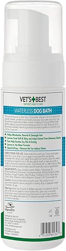 Miniatura 2 de Vet's Best Baño para perros sin agua, champú seco sin enjuague para perros, fórmula natural que refresca el pelaje y controla el olor entre los