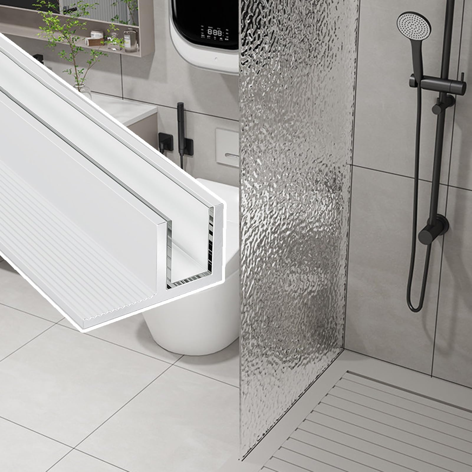 Canal en verre profilé de finition blanche, guide en F de haute précision pour verre 12mm