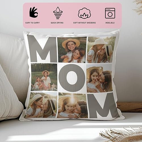 Miniatura 5 de Funda de almohada personalizada con collage de fotos, funda de almohada personalizada para papá para mamá, abuela, día de la madre, cumpleaños para