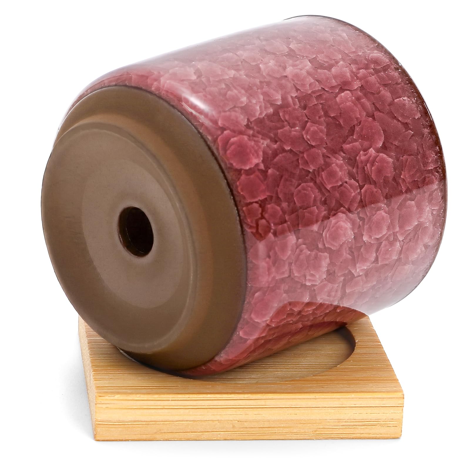 Lawei - Vaso in ceramica con sottovaso in bambù, 8 pezzi