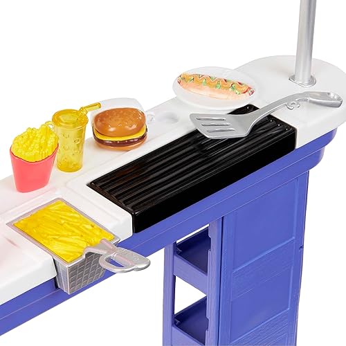 Miniatura 5 de Barbie Juego y 2 muñecas con más de 20 accesorios, juego de paseo marítimo de playa, incluye soporte para aperitivos, quiosco de helado, cachorro y