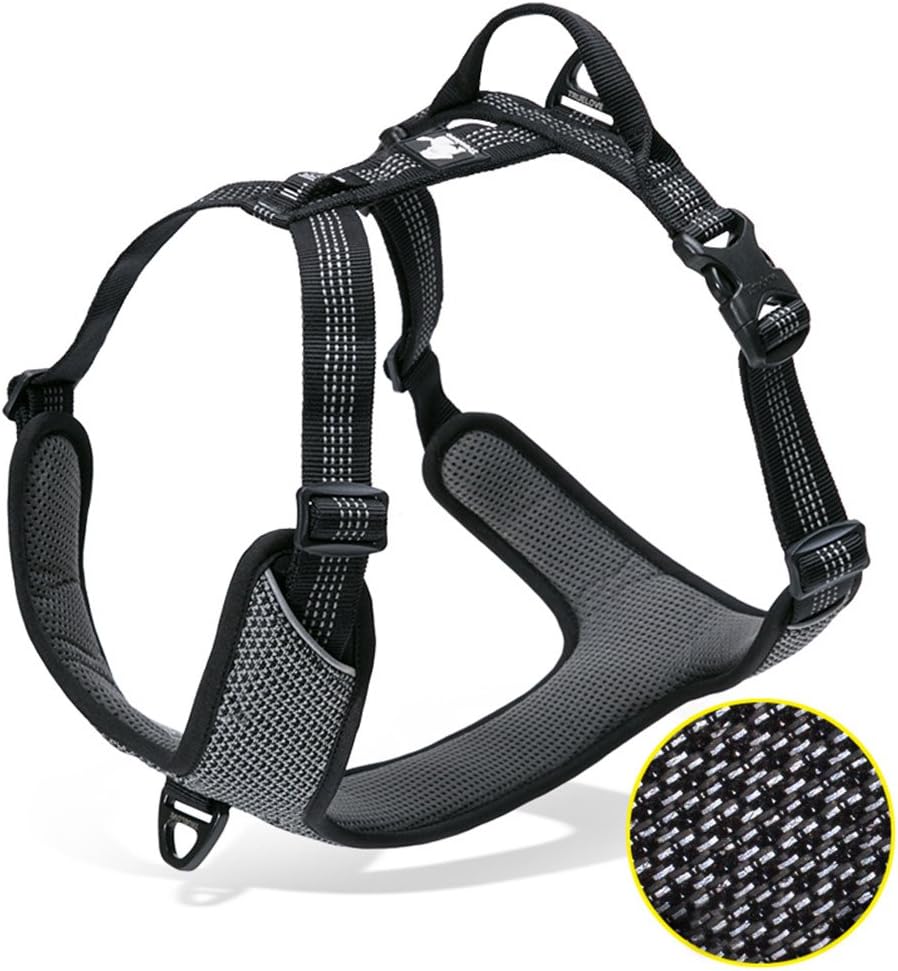WINHYEPET True Love Dog Harness Reflective for Small Medium Large Dogs,Pet Vest Quick Fit Release Adjustbale for Running Walking Padded Soft Mesh Dogs Easy Control Pets TLH6071(Black,XL)
