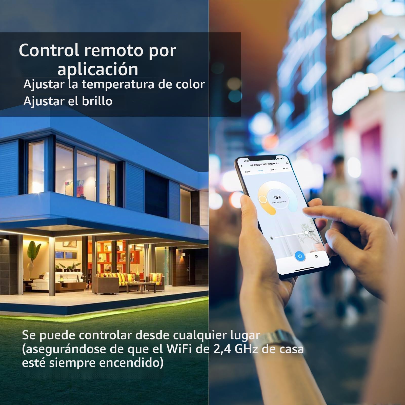 Bombillas LED Wi-Fi RGBWW Smart G9, Compatible Con Alexa /Google Home,AC 230V Multicolor Regulable,2700K-6500K,Brillo ajustable 1%-100%, 4W, 400LM, Con Sincronización de Música Bombilla LED, Pack de 3