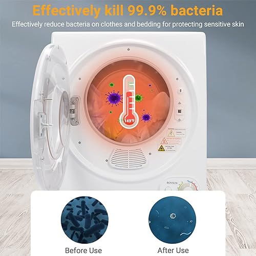 Miniatura 5 de ROVSUN Juego de secadora de ropa portátil de 1.5 pies cúbicos y lavadora completamente automática de 17.6 libras, juego combinado de lavadora y