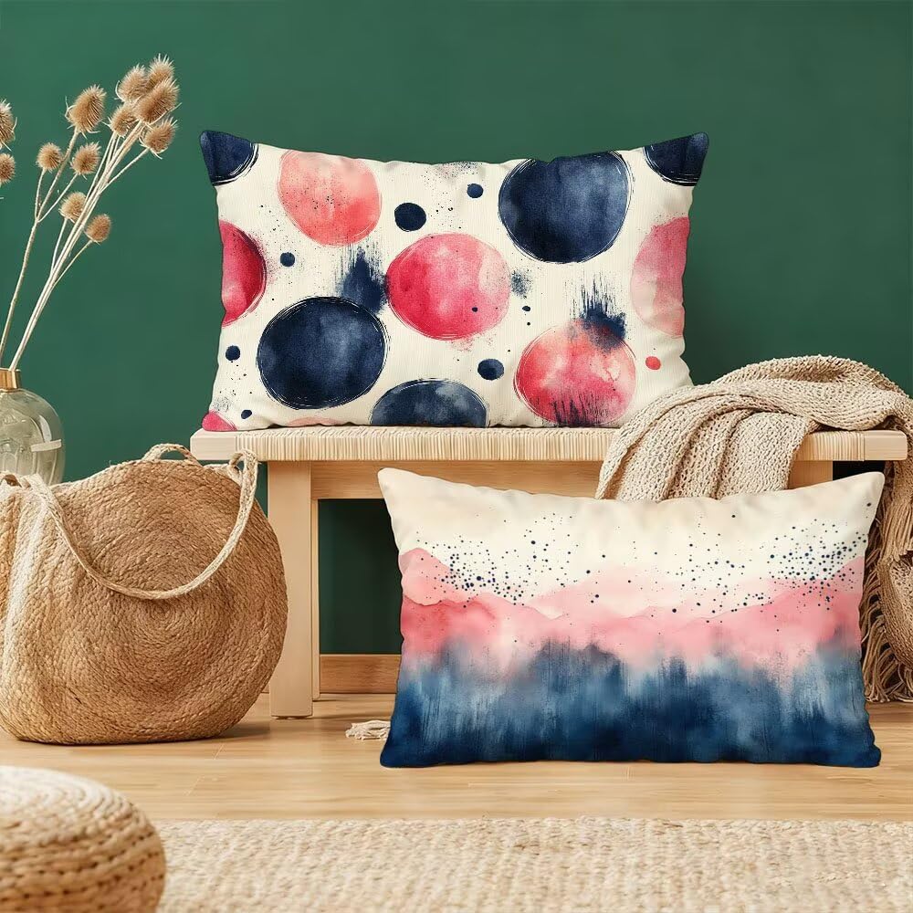 Lot de 2 housses de coussin 40x80cm bleu velours avec taie oreiller rectangulaire beige