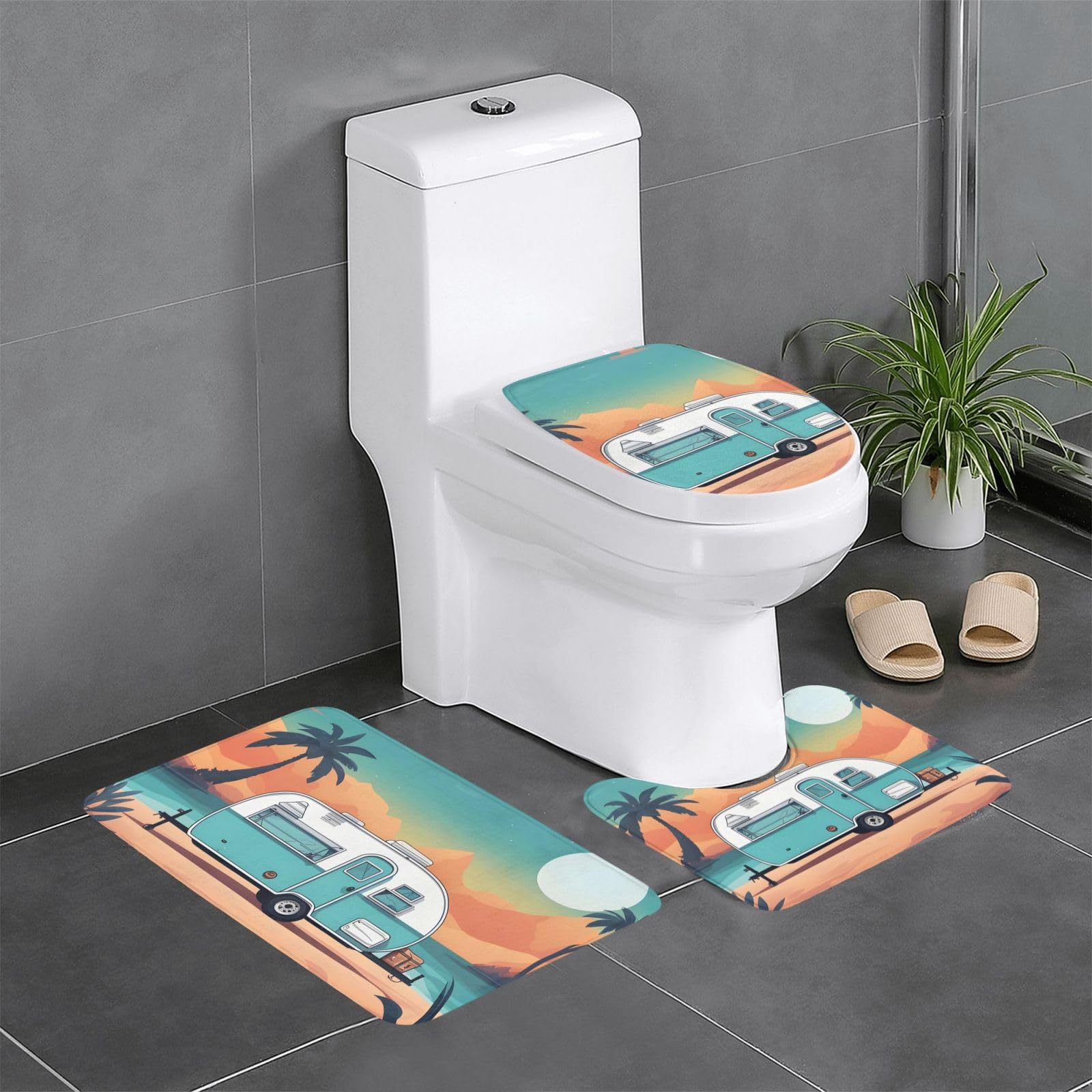Tapis de bain antidérapant séchage rapide You Make Me Happy lot 3 pièces design