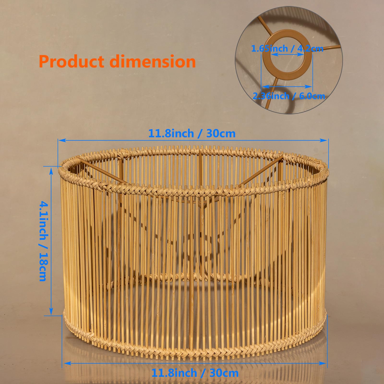 Paralume In Bambù Intrecciato Boho Per Plafoniere, Lampade Da Terra E Da Tavolo: Stile Rattan Naturale Per Interni - 3