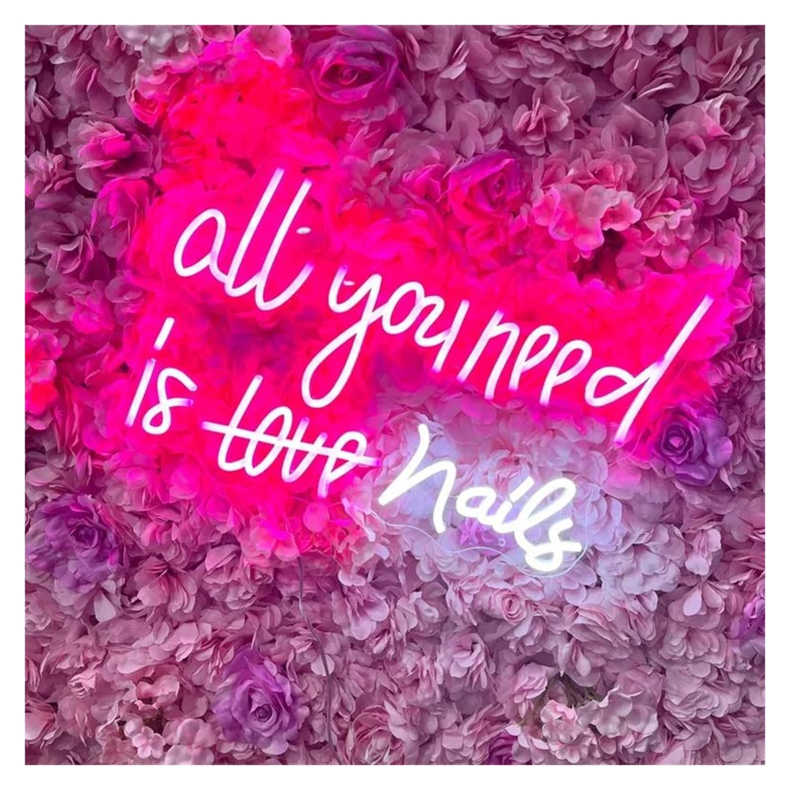 Shouxi One Color Sign Lamp All You Need Is Love Nail Neon Sign For Bedroom Wall Decor Hanging Party Bar Business Store(50X28cm)