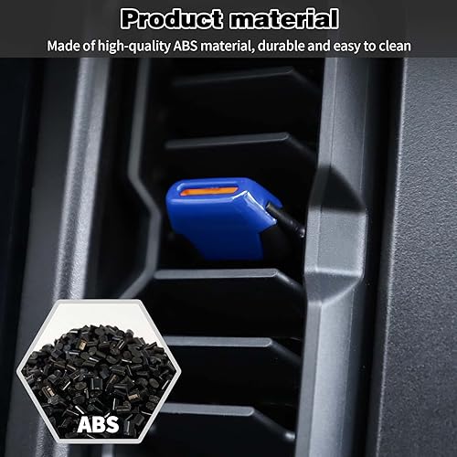 Miniatura 6 de Cubierta de botón de aire acondicionado para consola central Ford Bronco 2021 2022 2023 + 24 puertas (4 piezas, ABS, azul)