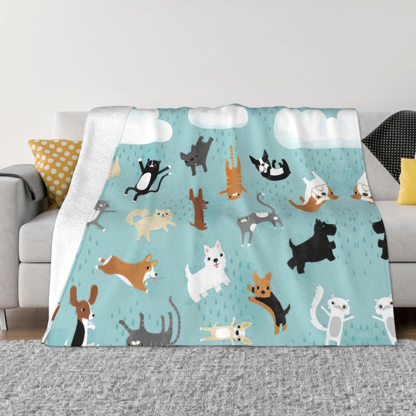 Couverture flanelle EdWal 152x127 cm imprimé chats et chiens