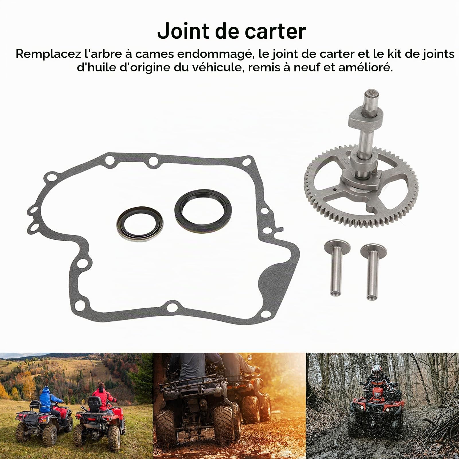 Qiilu Kit d'arbre à Cames Kit d'arbre à Cames 84005207 793880 793583 Kit de Calage d'arbre à Cames de Moteur Joint de Carter de Moto 697110 Remplacement pour Fourtrax Rancher