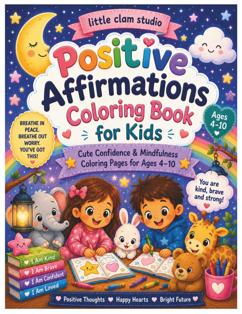 Positive Affirmations Coloring Book for Kids: Cute Confidence & Mindfulness Coloring Pages for Ages 4–10 | Fun and Relaxing Activities to Build Self-Esteem, Kindness, and Positive Thinking