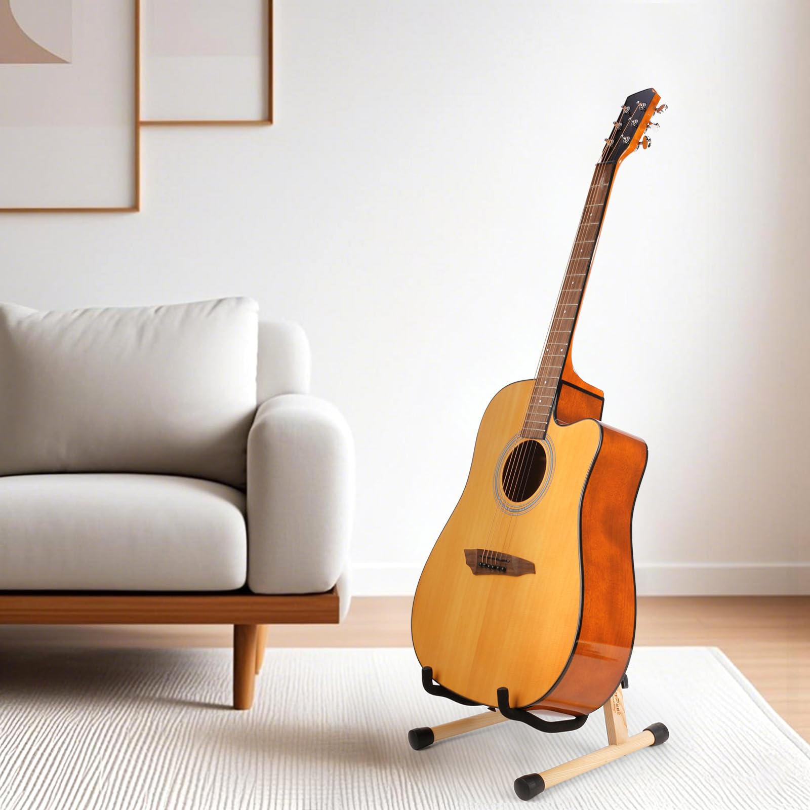 Gitarrenständer,Ständer für Akustikgitarre Ständer für klassische Gitarre A-Frame faltbar,einfache Montage und tragbar,solide Halterung,langlebig (Aschebaum)