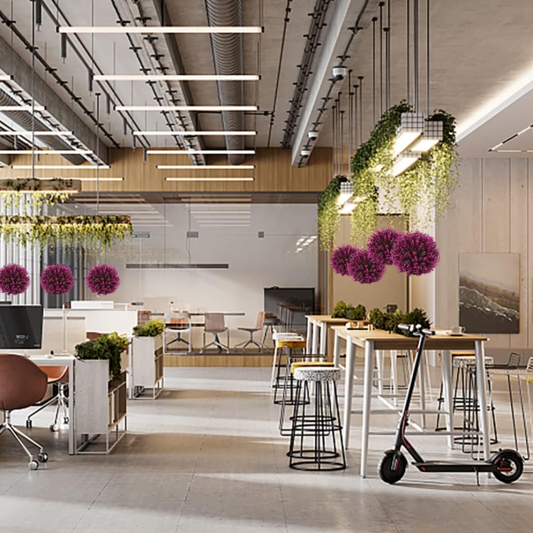 Artificial Plants, Artificial Plant Topiary Ball Green Hanging Faux Boxwood Ball Decorative Fake Plant for Home Decor 35cm Purple