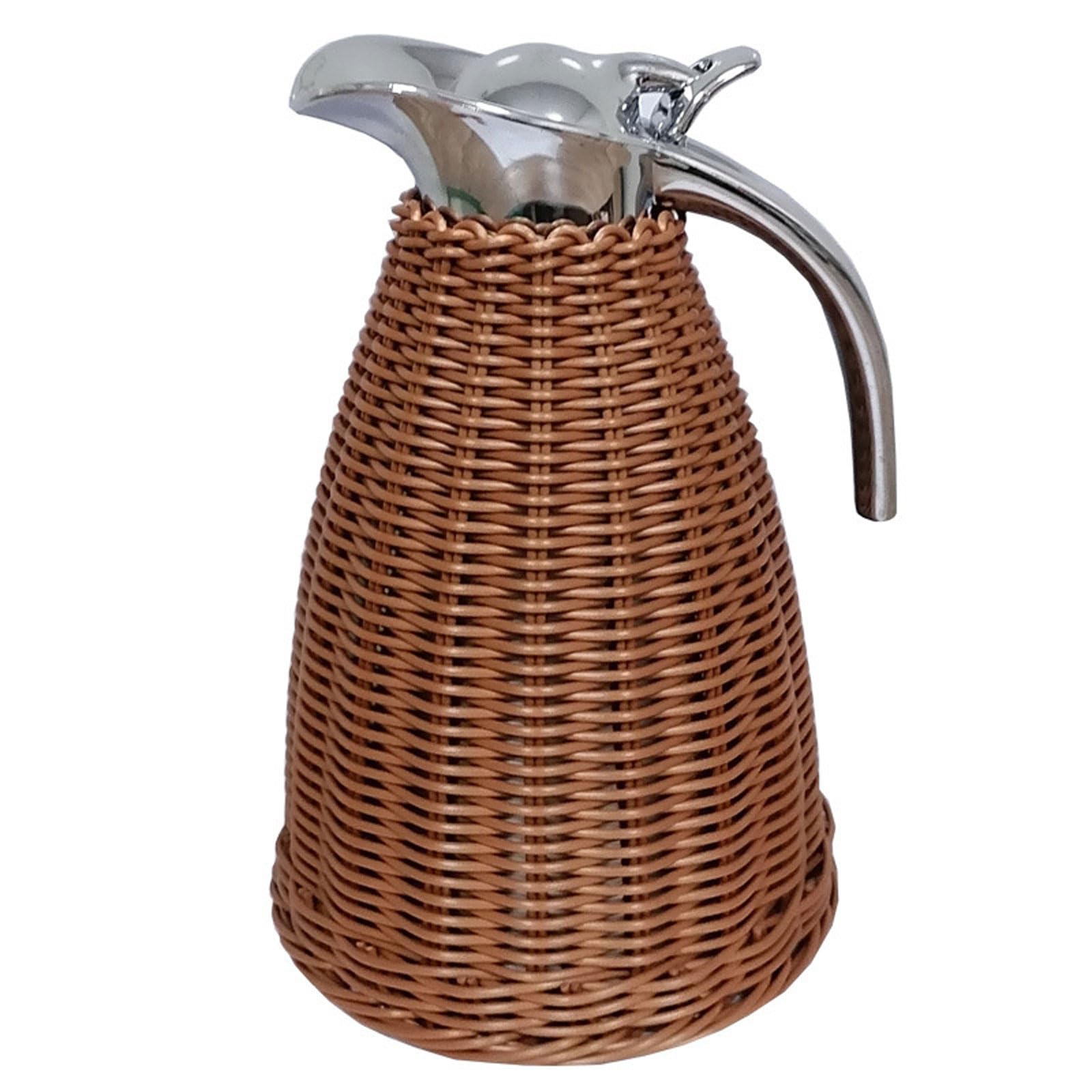 Jarra Térmica De Café De Acero Inoxidable, Jarra Térmica De Ratán, 1,5 Litros/50 Onzas Con Aislamiento Al Vacío De Doble Pared, 12 Horas De Calor Y 24 Horas De Retención De Frío(Color:Café)