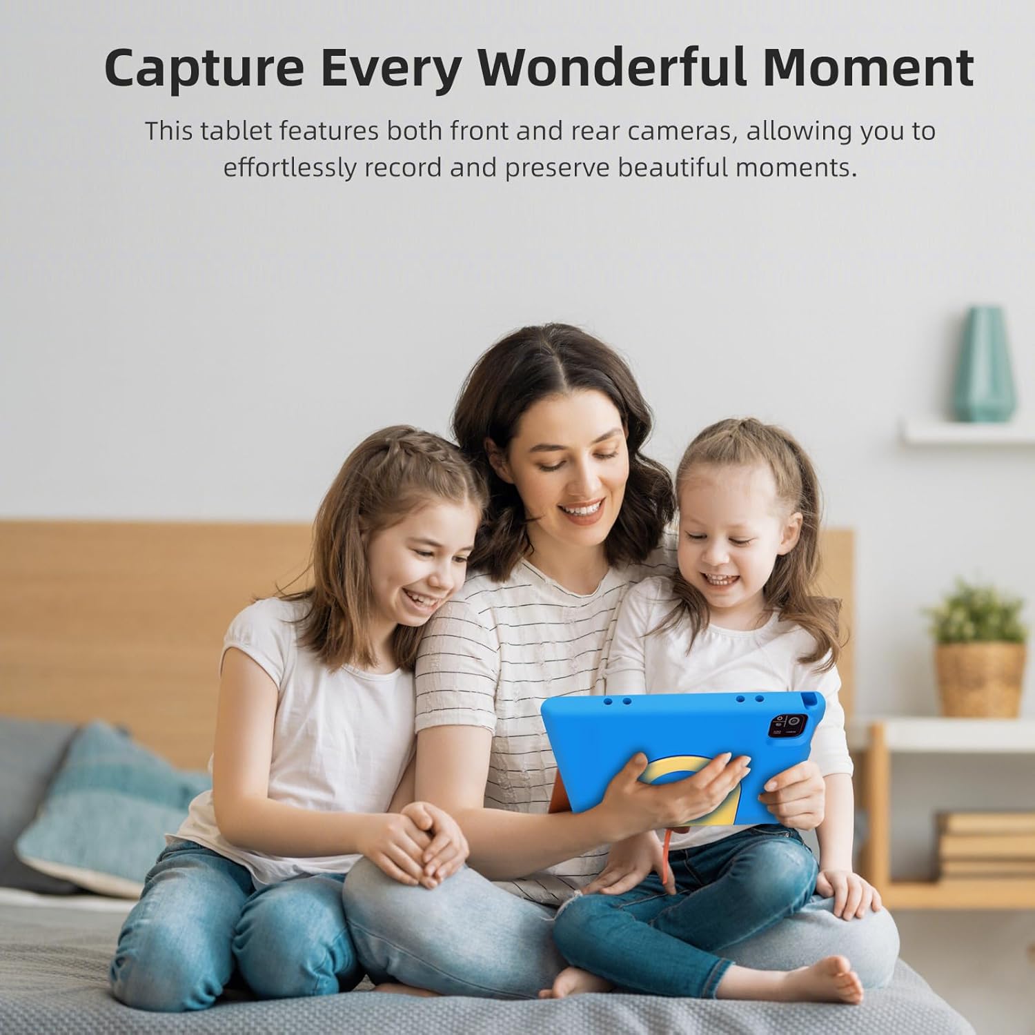 NRKDUBQ Tablet for Kids 10.1 inch IPS HD Touchscreen Android 15 64 GB Storage, 8GB RAM, Octa-Core Kids Tablets, Parental Controls, 12-hr Battery, WiFi, GPS - Blue