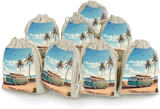 Eekstdbn 8 Pack Cotton Drawstring Bags Reusable Beach Bus Gift Bags Jewelry Pouch Muslin Bags Small Bunches Pocket Christmas Gifts Candy Bags
