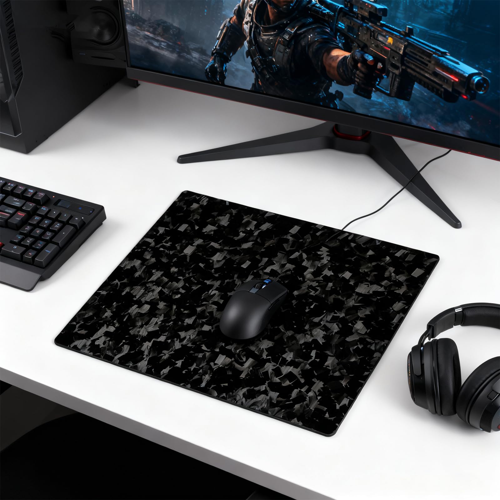 Mehrzweck-Mauspad aus Kohlefaser, hart, dünn und leicht für Büro, Gaming und den täglichen Computergebrauch auf dem Schreibtisch oder Schoß (3K Twill, Medium)