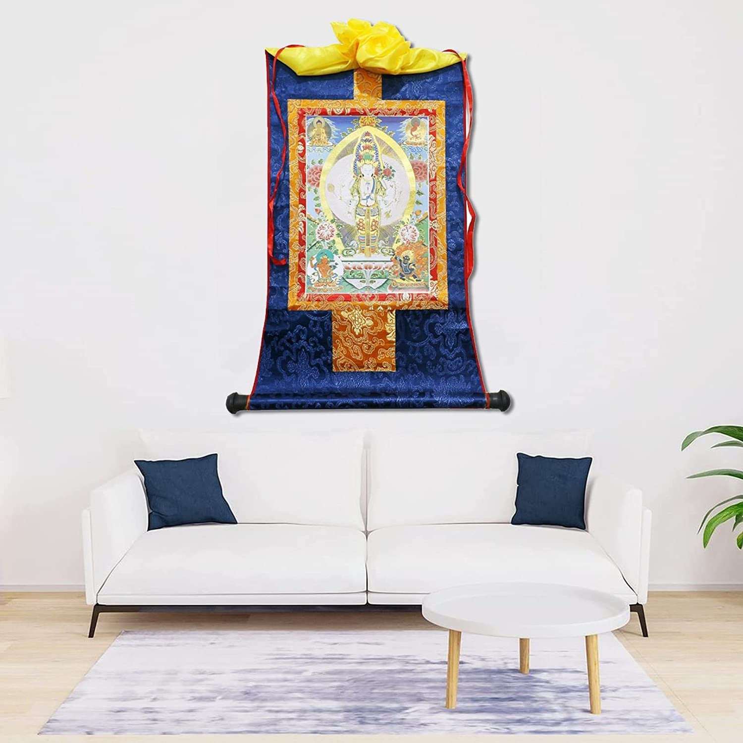 Thangka-Wandteppich, buddhistischer Wandteppich, tibetischer Thangka, tausendhändiger Avalokitesvara tibetischer Thangka-Gemäldekunst-Wandteppich, Poster, Seidenstickerei, Thangka-Gemälde (Größe: 28 x
