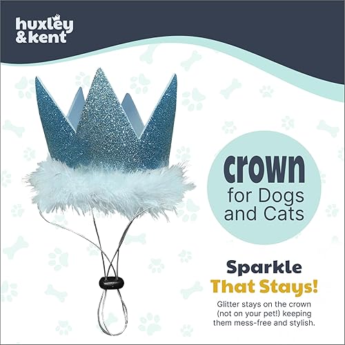Miniatura 7 de Huxley & Kent Sombrero de Corona de Fiesta para Mascotas para Perros y Gatos - Correas Ajustables Cómodas SnugFit - Corona con Purpurina para