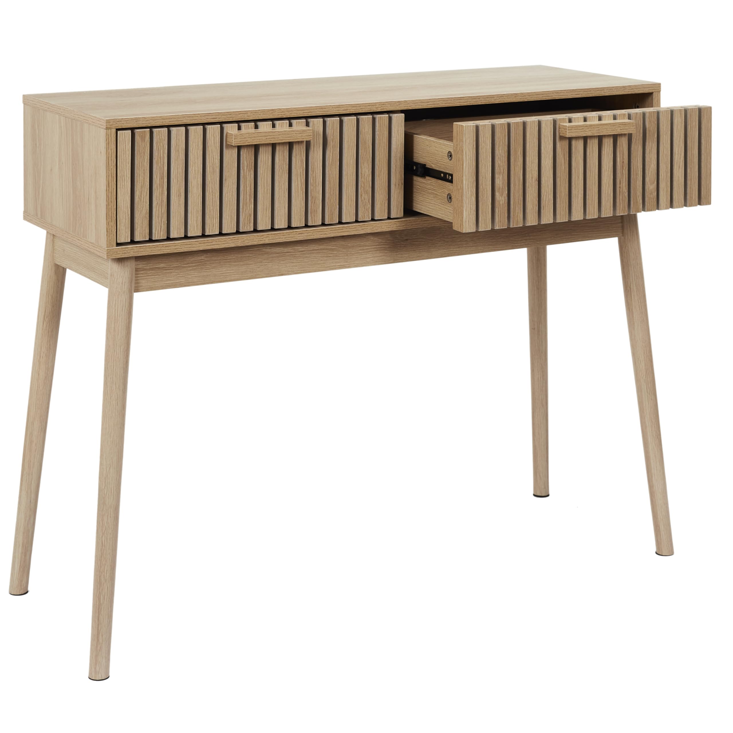 HOME DECO FACTORY - HD0090 - Consola de Madera con 2 Cajones para Salón o Entrada - Diseño Elegante y Práctico - Dimensiones 100x80x35 cm - Color Marrón - Idea de Regalo