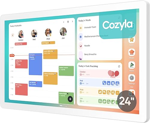 Cozyla Calendario digital + 2 planificador de pared de 24 pulgadas, pantalla táctil, tabla de tareas personalizable, calendario electrónico