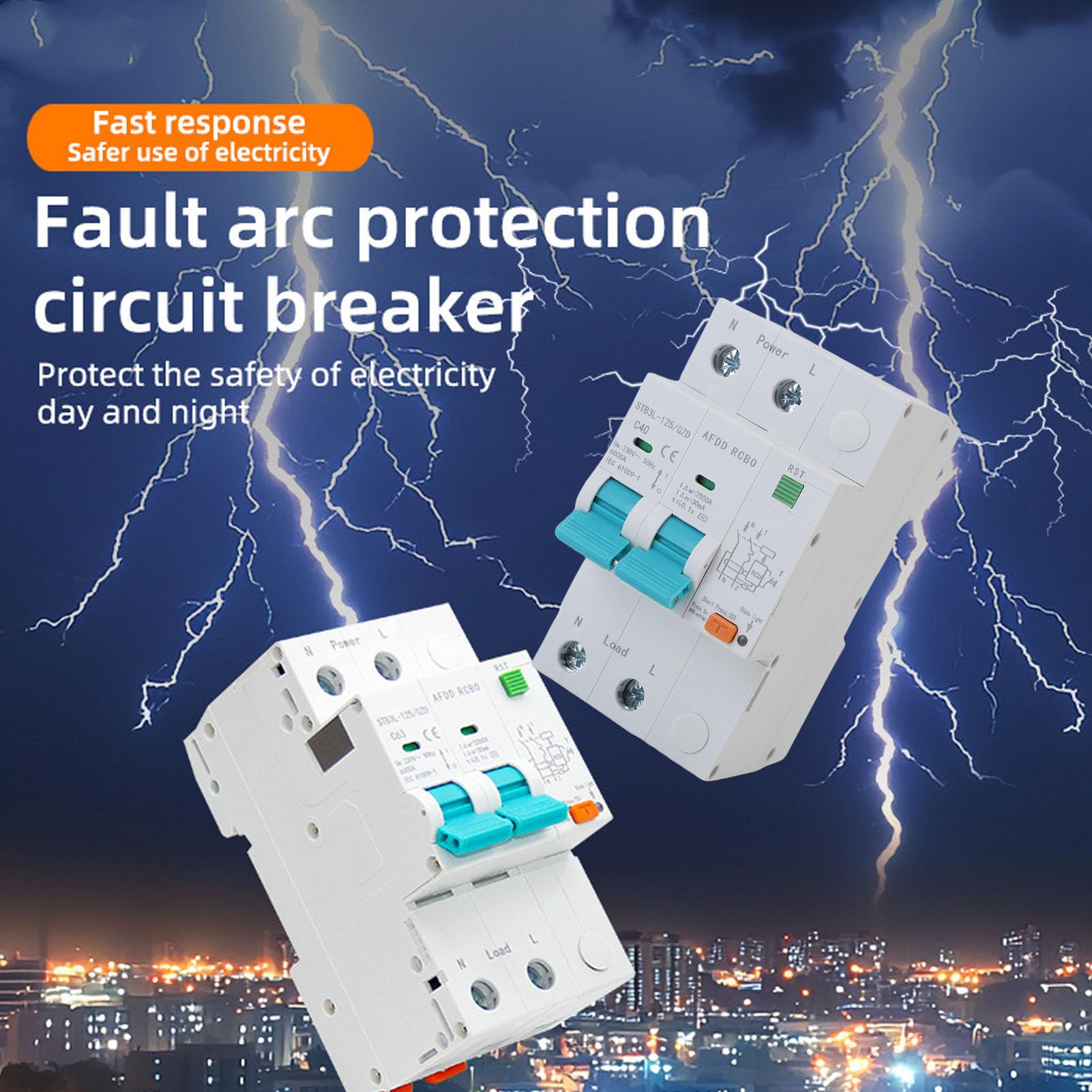 AFDD Łuk Elektryczny 2P 63A RCBO RCCB Wyłącznik Nadprądowy (40A)