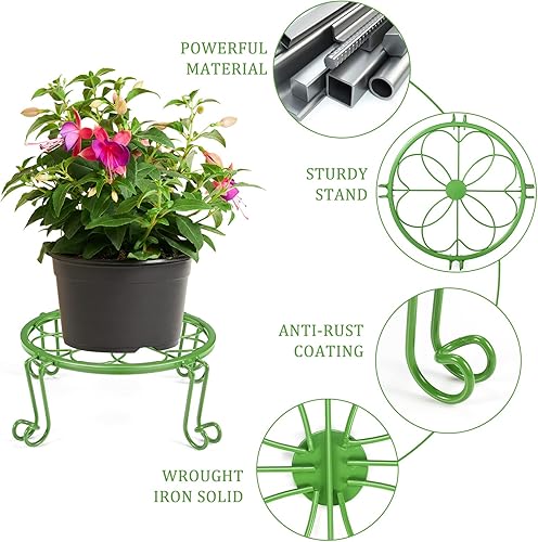 Miniatura 2 de Paquete de 5 soportes de metal para plantas de interior y exterior, soportes resistentes para macetas de flores, soporte para macetas de hierro