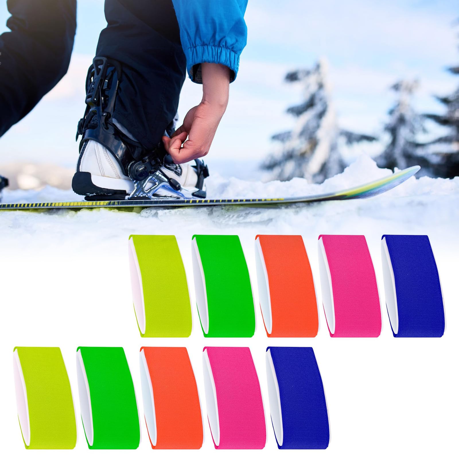 10Pcs Skis Fasteners Snowboard Tie Snowboard Wrap Tie Ski Wrap Versatile Fixing Strap Outdoor Fastening Belt