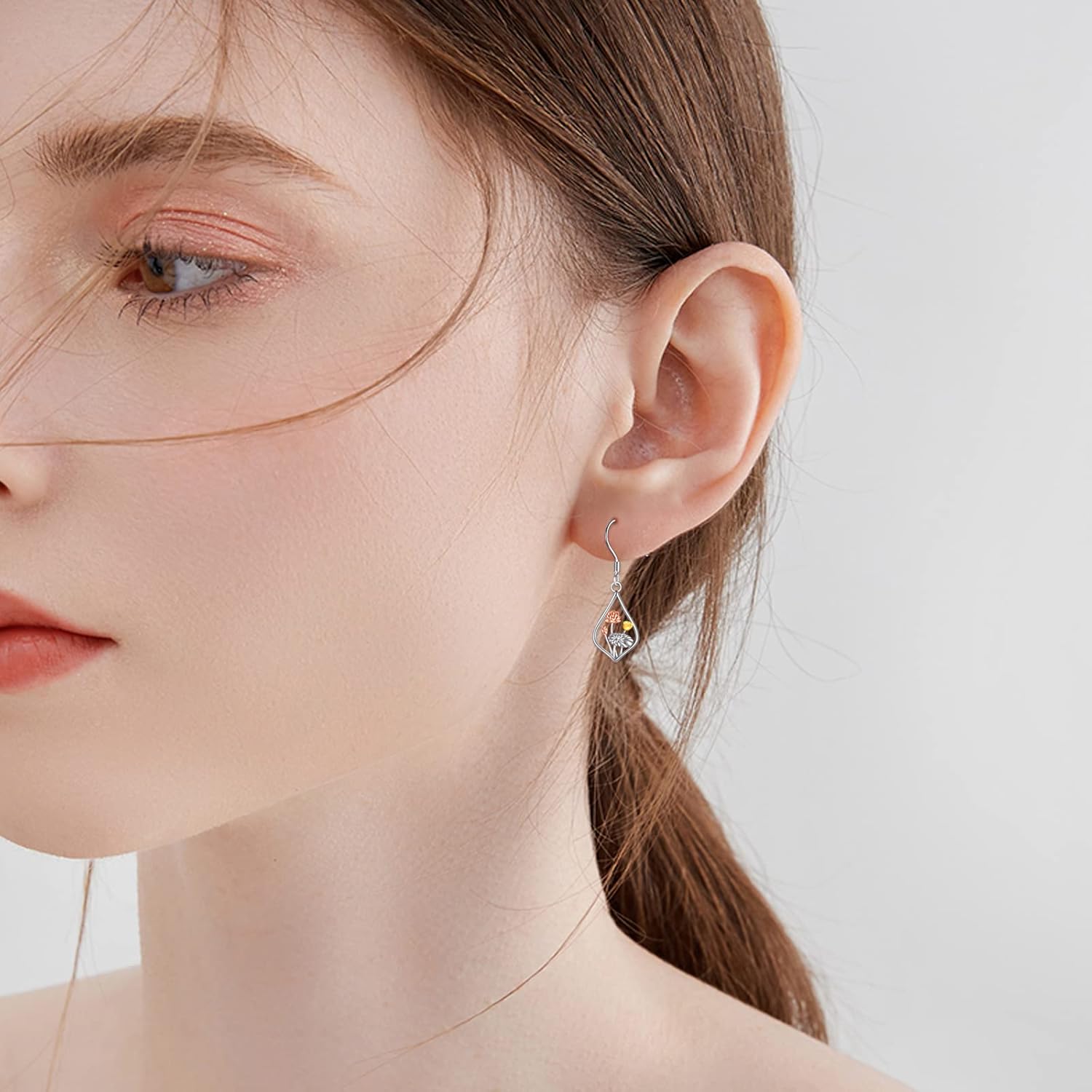 VONALA Flower Earrings for Women 925 Sterling Silver Rose/Lotus/Scottish Thistle/Tulip/Lilac/Mushroom/Pineapple Dangle Drop Earrings Flower Jewelry Gifts for Women Girls Birthday Gifts - Image 2