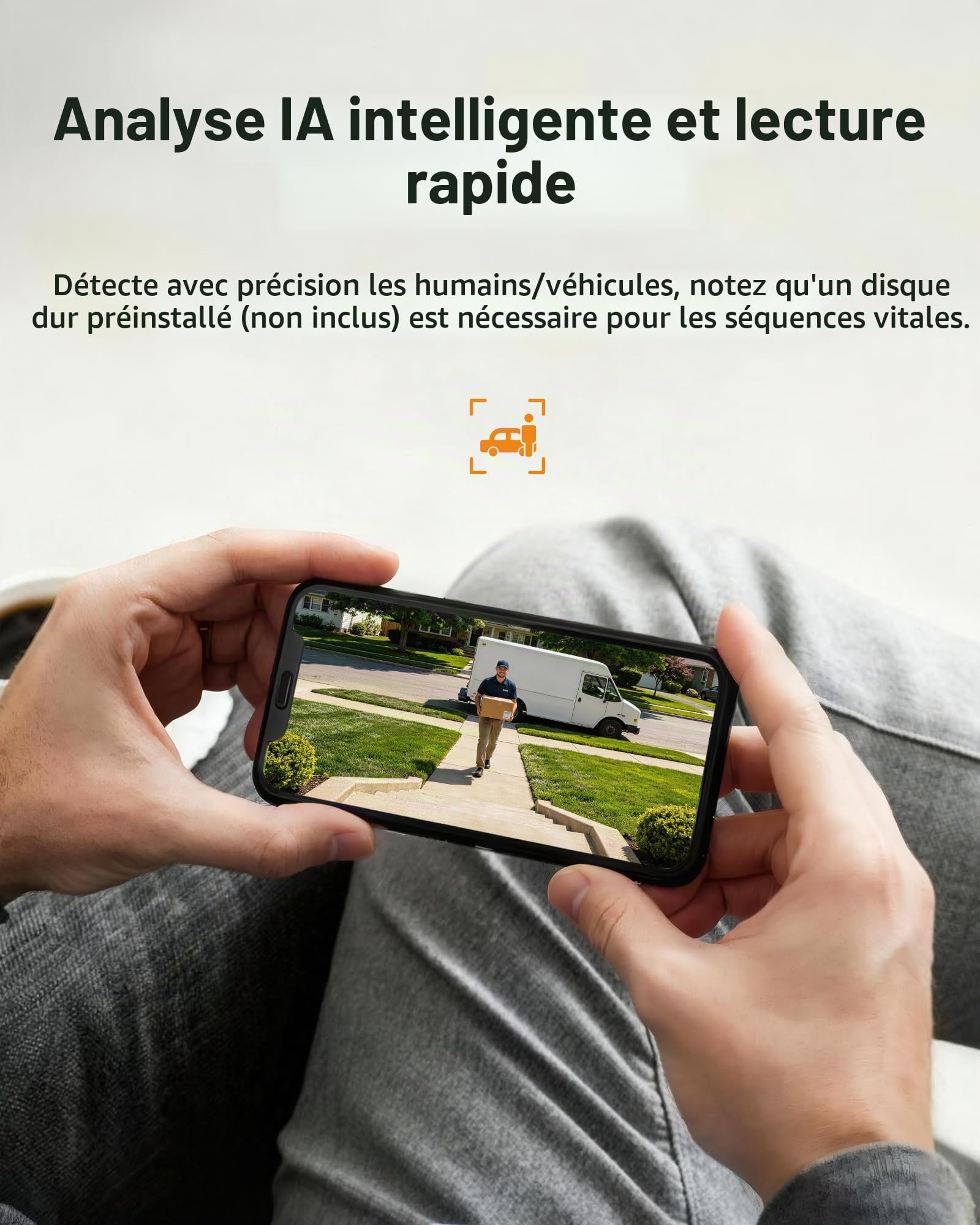 Anlapus H.265+ 8CH 1080P DVR Kit Caméra Vidéo Surveillance Extérieure IP66 | Vision Nocturne 24m Détection IA Personne/Véhicule Alerte Instantanée et App Gratuite Accès à Distance, Enregistrement 24/7