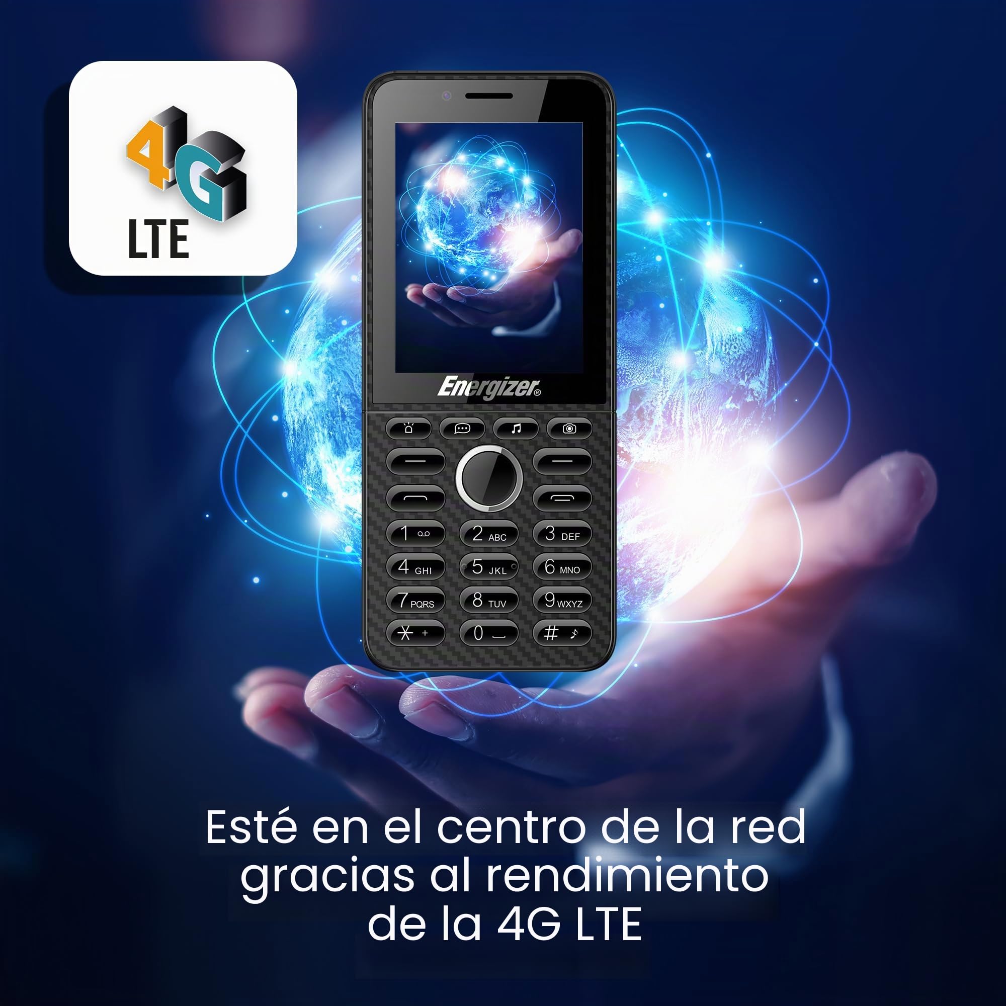 Energizer Teléfono E288S, 4G, KaiOS, batería de 2000 mAh, Pantalla Grande de 2,8 Pulgadas, Memoria ROM 4 GB RAM 512 MB, Cable USB-C, sin Cargador de Corriente