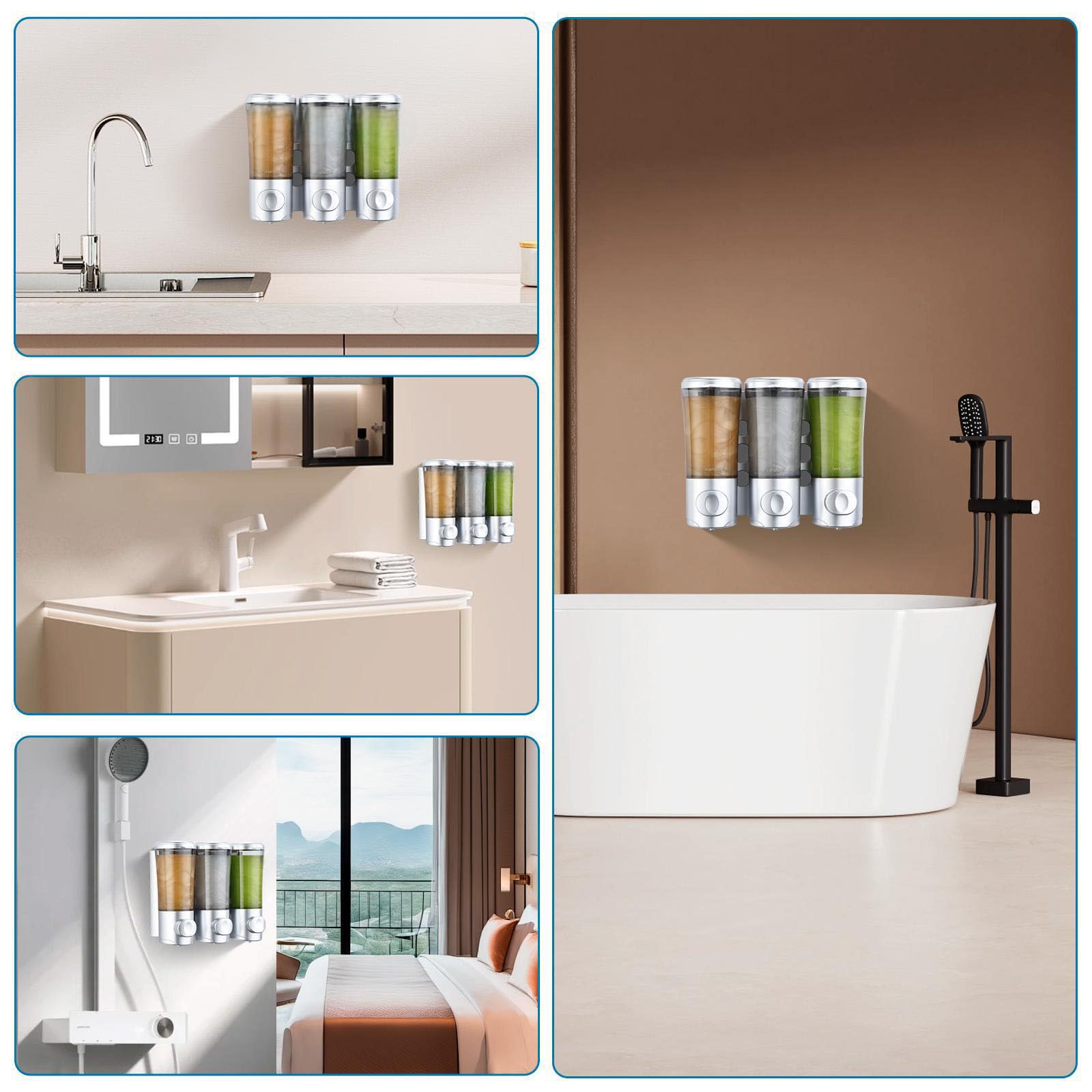 Duschseifenspender, einfache Installation an der Wand, Shampoo- und Conditioner-Halter, große Kapazität, Aufbewahrung, Organizer, Shampoo- und Conditioner-Halter