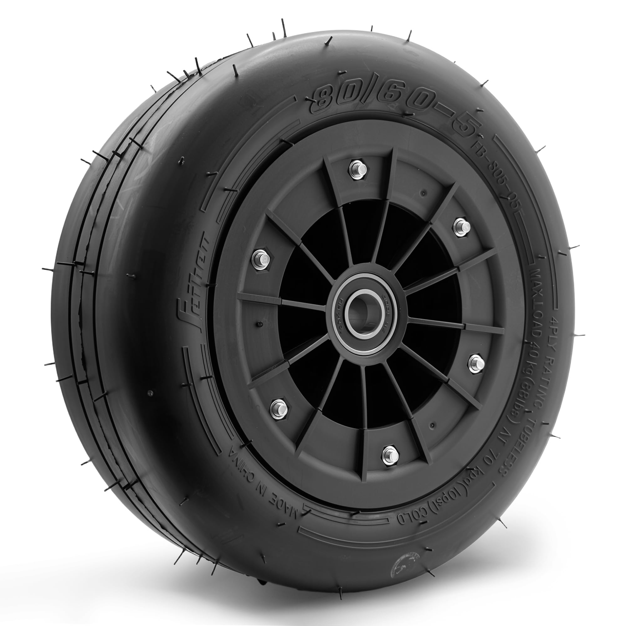 Felixstory 80/60-5 Gokart Front Wheel Fit for Ninebot Go Kart Kit/Kit2/GoKart Pro/Pro2, Karting Front Wheel Assembly Replacements