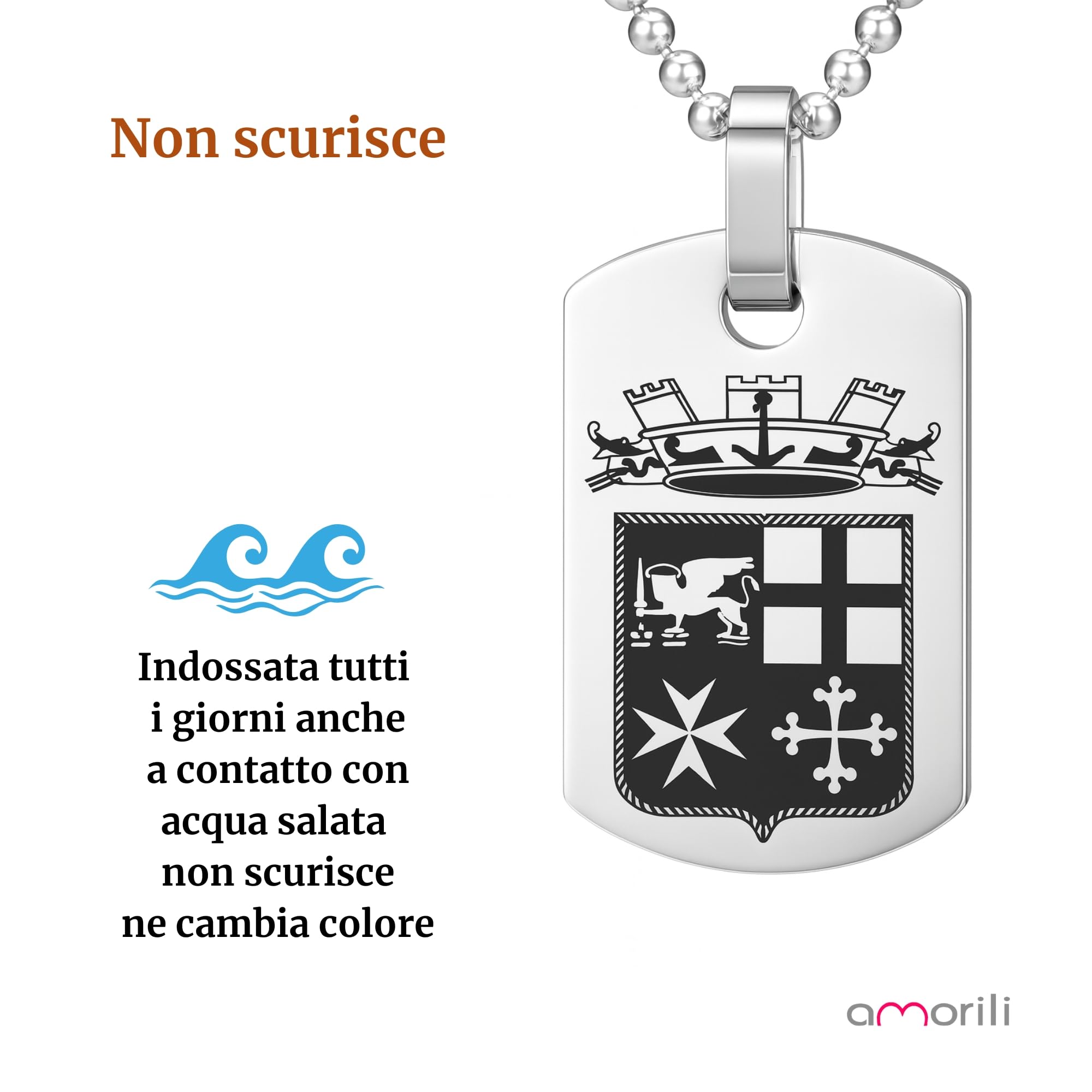 Collana Marina Militare Uomo Donna in Acciaio Inox | Simbolo Marina | Girocollo Catena Resistente Antiallergica | Gioiello Nautico Regalo Perfetto cll0761