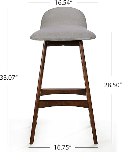 Miniatura 5 de Christopher Knight Home Taburetes de bar de tela Anatoli, juego de 2 piezas, gris claro