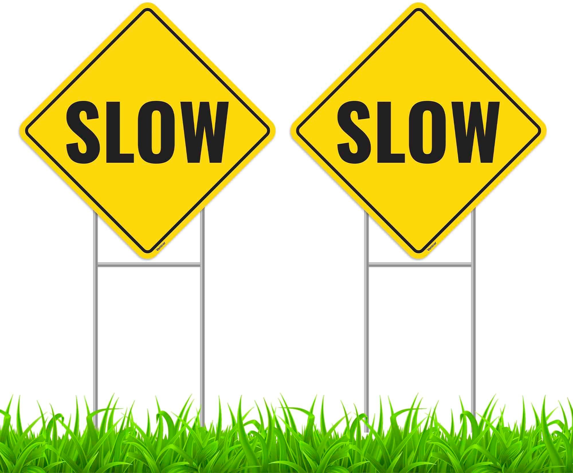 Kichwit Double Sided Please Slow Down Sign Reflective Yard