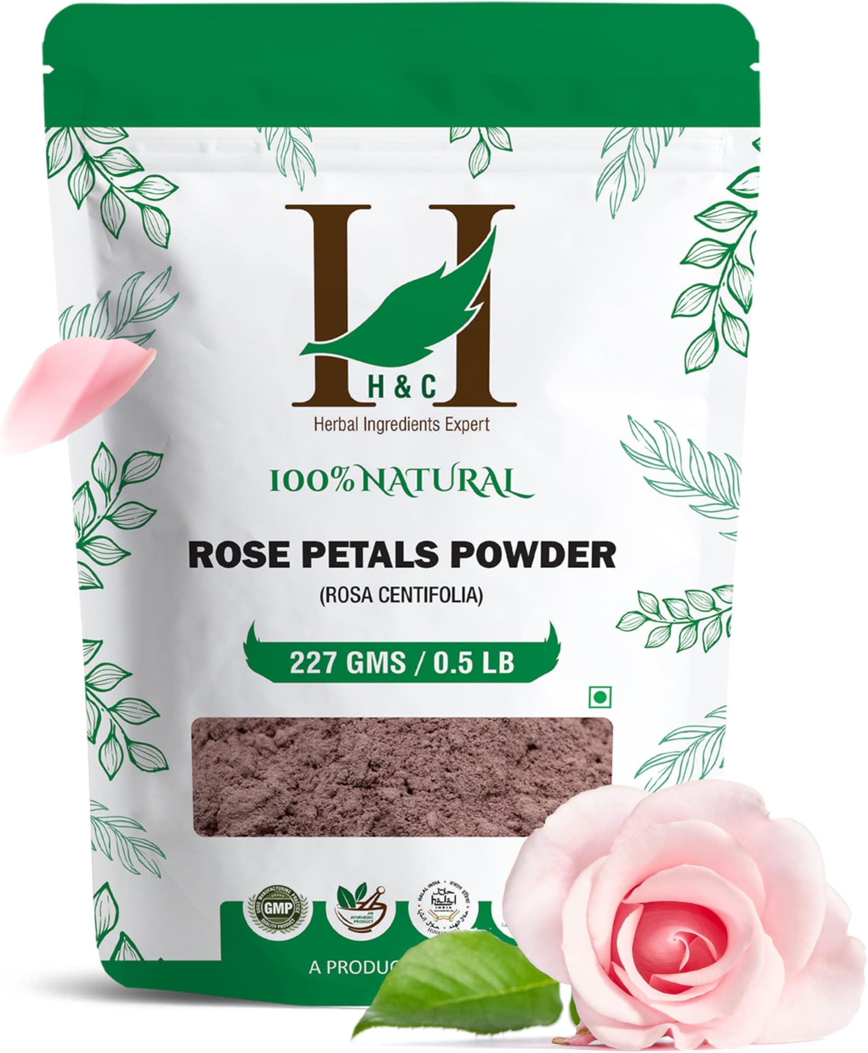 100% Pure Rose Petals Powder (Rosa Centifolia) for Facial Mask Formulation - 1/2 LB/ 227 gms / 8 Oz