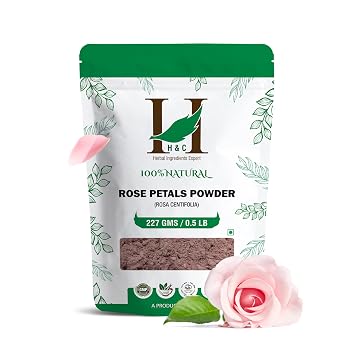 H&C 100% Pure Rose Petals Powder Rosa Centifolia for Facial Mask Formulation - 1/2 LB/ 227 gms / 8 Oz | Fine powder suitable for facial mask and cosmetic formulations.